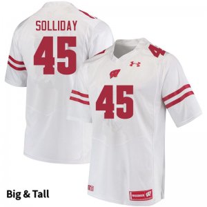 Men's Wisconsin Badgers NCAA #45 Garrison Solliday White Authentic Under Armour Big & Tall Stitched College Football Jersey AY31T30TZ